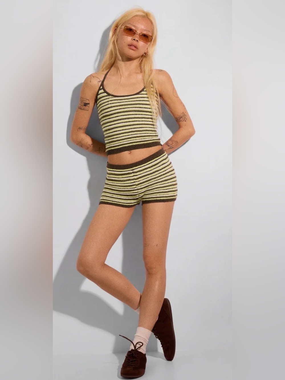 Eleven eleven STRIPED MINI SHORTS